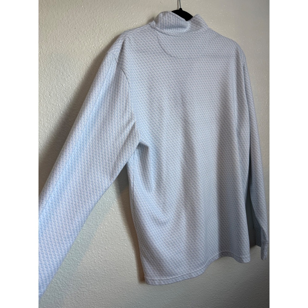 Vineyard Vines Mens Martini Glass Print Quarter Zip Pullover Blue White Medium - Picture 7 of 10